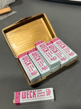 Vintage Weck Hair Shaper Blades NOS 11 full boxes of 5 blades stainless new